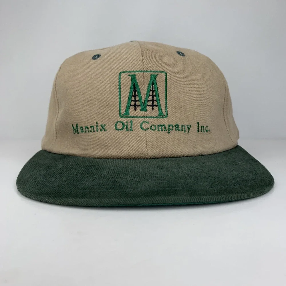 Mannix Oil Company Inc Hat Tan Green Adjustable Snapback Cap Factory
